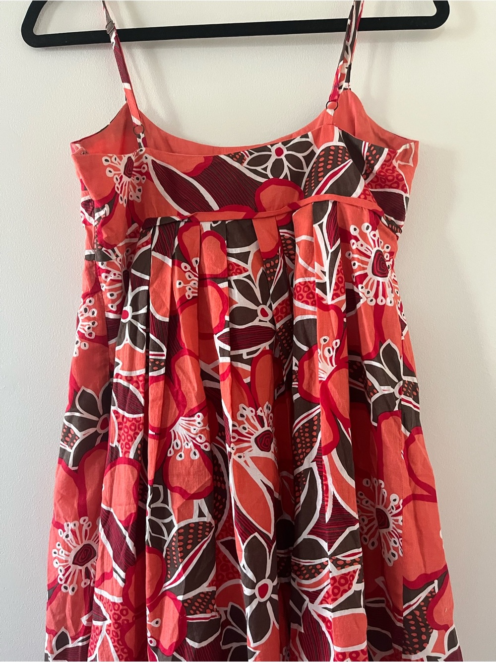 Vintage Y2K Orange Brown Floral Print Mini Sundress 4 Empire Waist Resort Beach - Picture 5 of 7